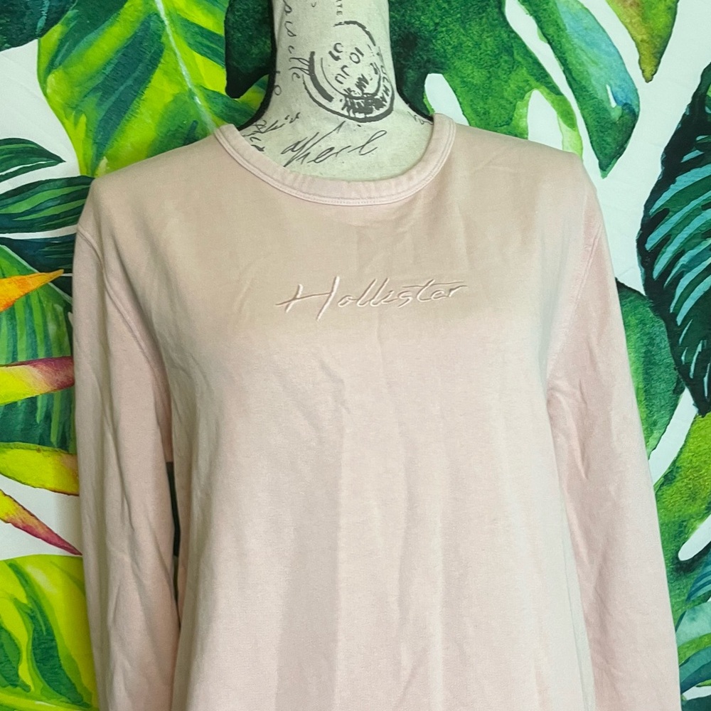 NWT Hollister S Light Pale Pink Embroidered Preppy Dorm Fall Winter Sweatshirt